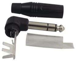 מחבר PL 6.35MM זכר להלחמה לכבל - סטריאו - זוויתי שחור - AMPHENOL