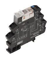 ממסר אלקטרוני עם תושבת לפס דין - 24VDC DPDT 8A