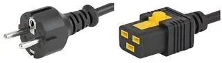 כבל חשמל יצוק עם נעילת 2M , IEC C19 ~ EU PLUG - V-LOCK