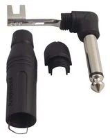 מחבר PL 6.35MM זכר להלחמה לכבל - מונו - זוויתי שחור - AMPHENOL