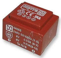 שנאי יצוק למעגל מודפס - 230V ⇒ 6V - 383MA / 2.3VA