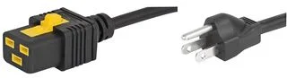 כבל חשמל יצוק עם נעילת 2M , IEC C19 ~ US PLUG - V-LOCK